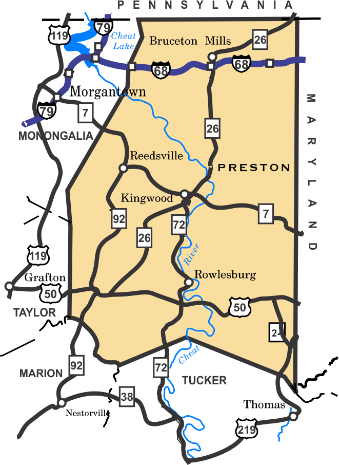 Preston County Wv Map Cycling Scenic Wv - Preston County